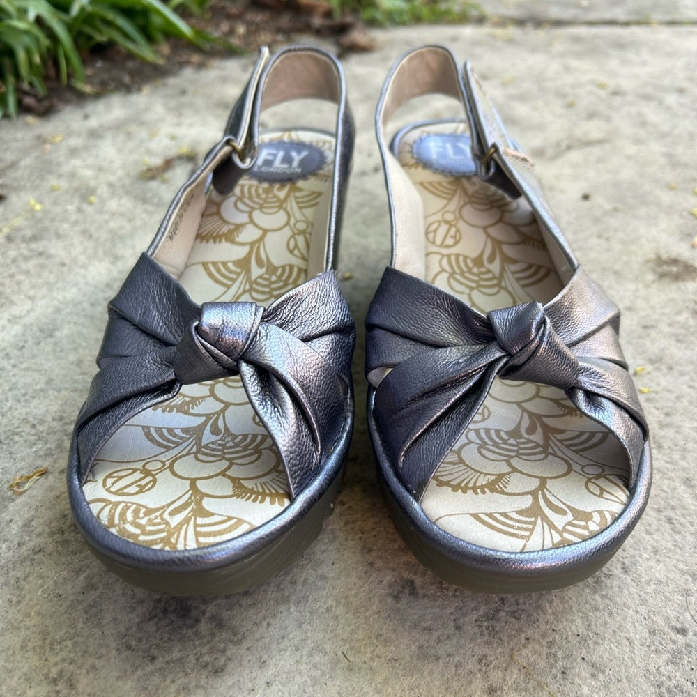 Fly London Yakin Pewter Wedge, size 38