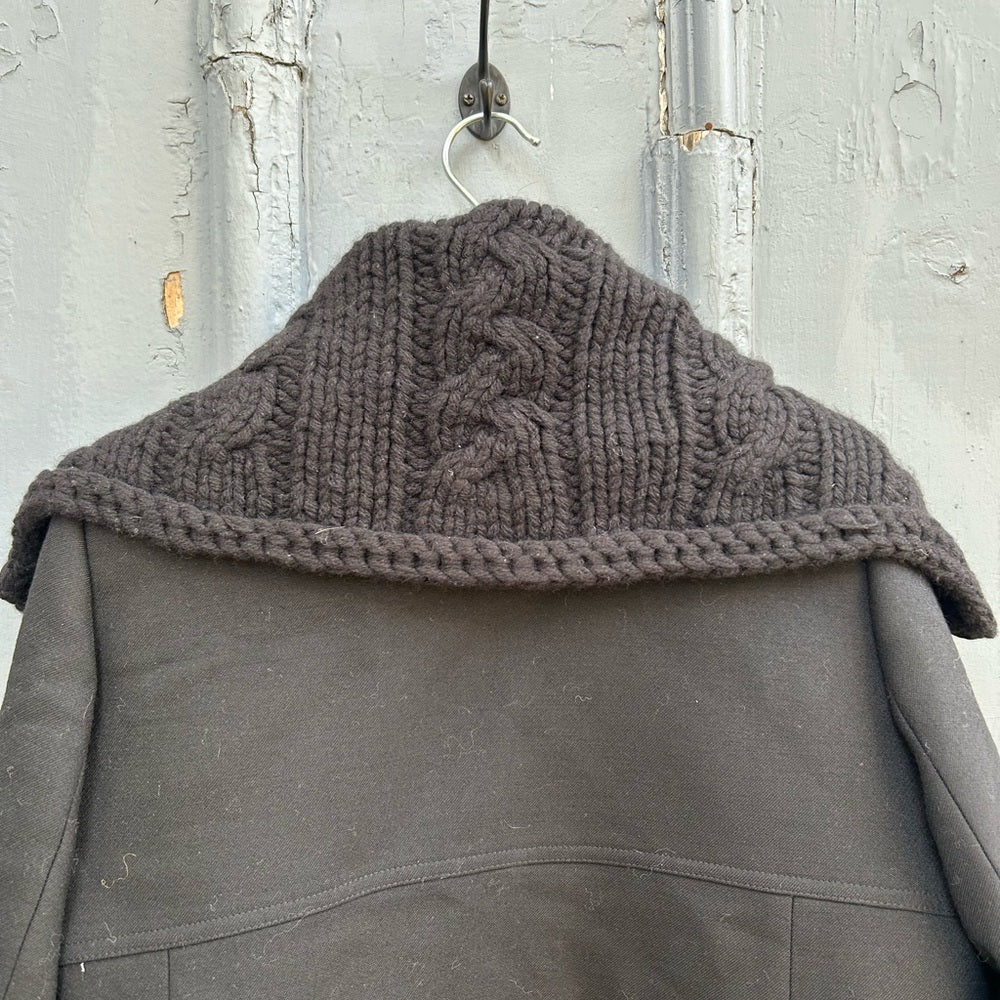 Smythe Black Wool Knit Shawl Collar Jacket, size 12