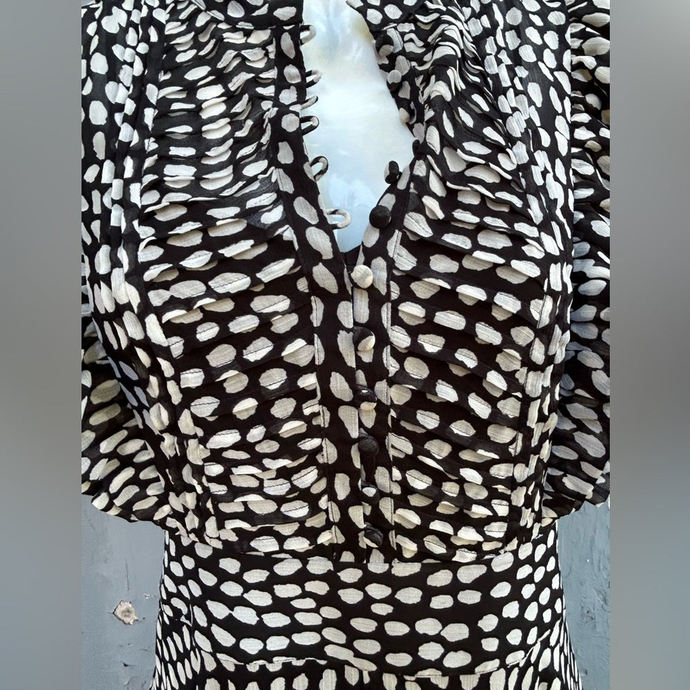 Club Monaco Saffra Printed Ruffle Dress, size 0
