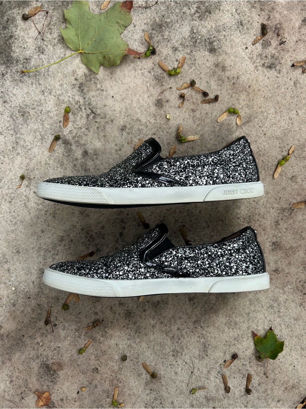 Jimmy Choo Sparkle Demi Skate Sneakers, size 38.5 (7.5)