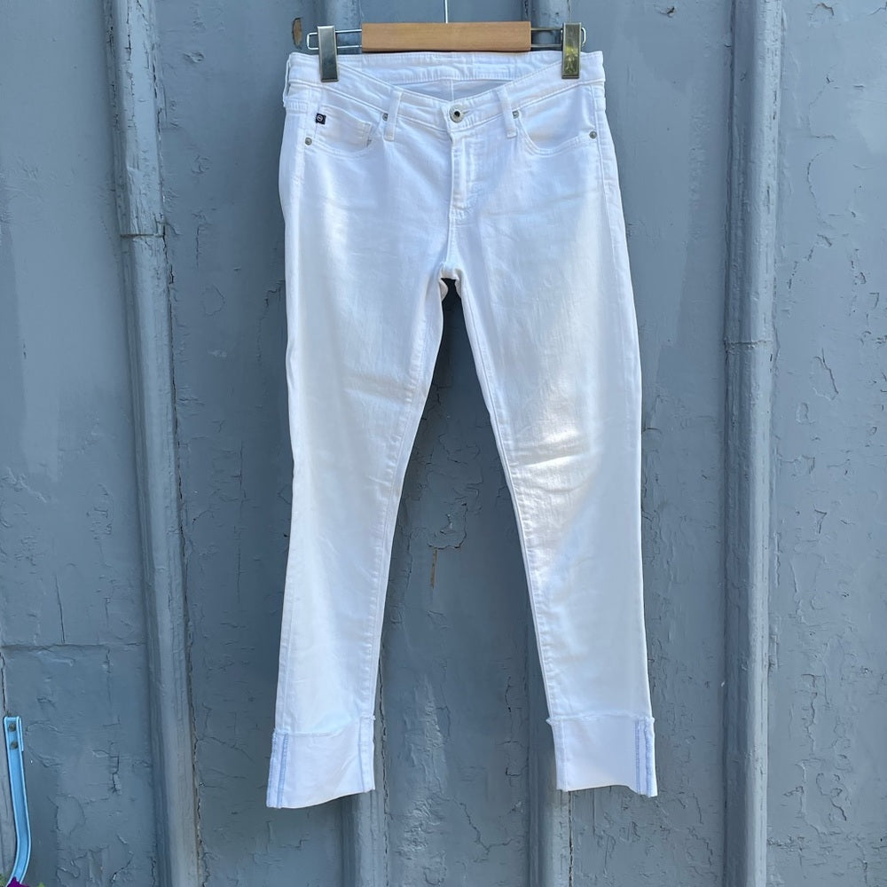 AG Stevie White Ankle Cuffed Jeans, size 26