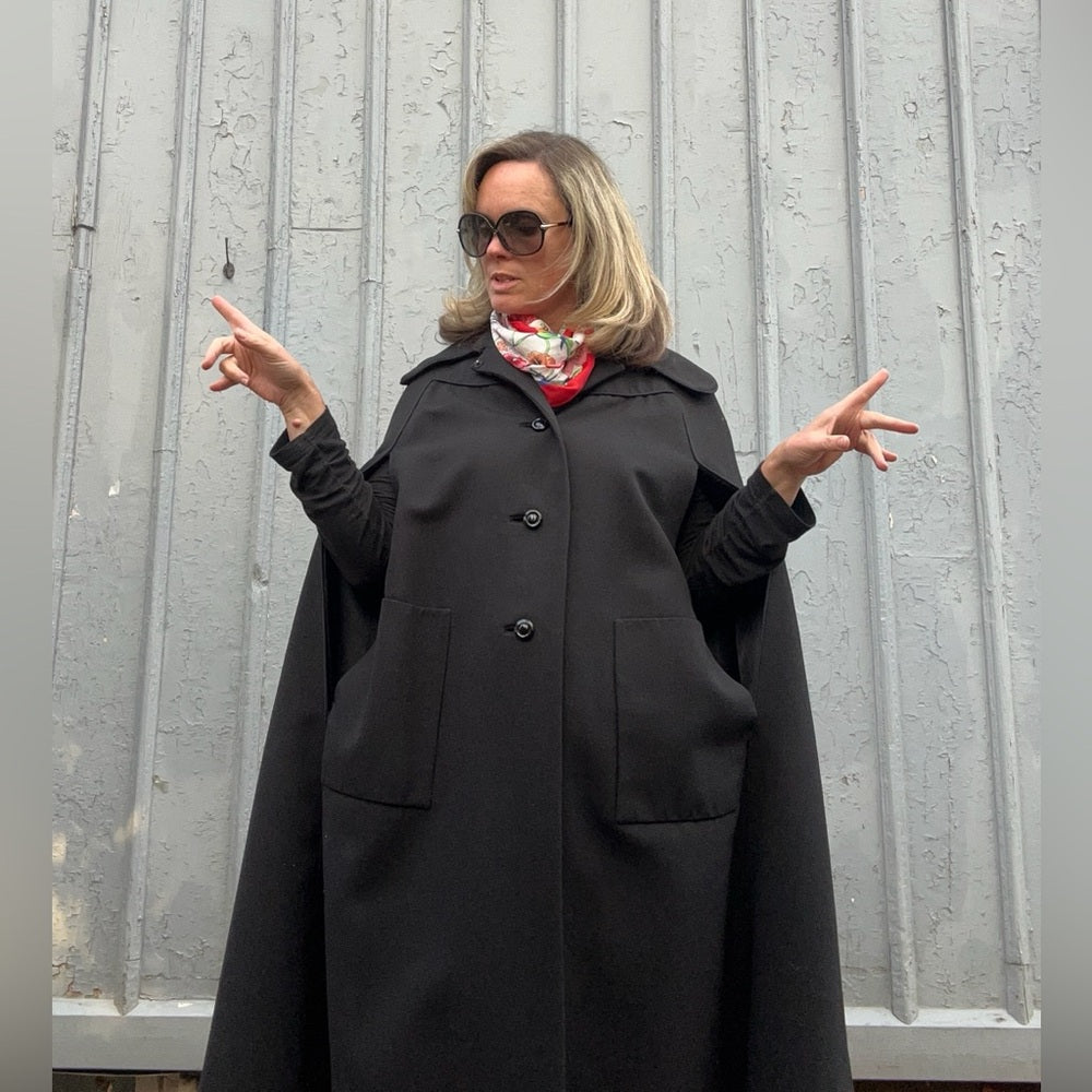 Vintage Canadian Wool Cape Coat, OS