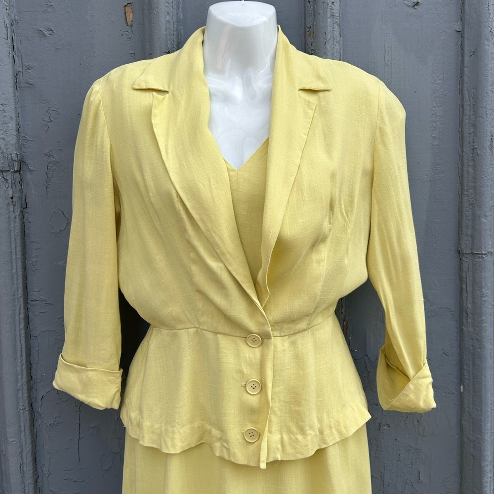Jonelle 1950's Yellow Dress & jacket set, size vintage "12" (modern 6),