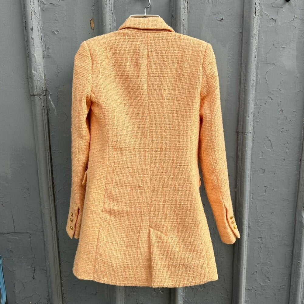 Jason Wu Peach Tweed Double Breasted Blazer, size xs