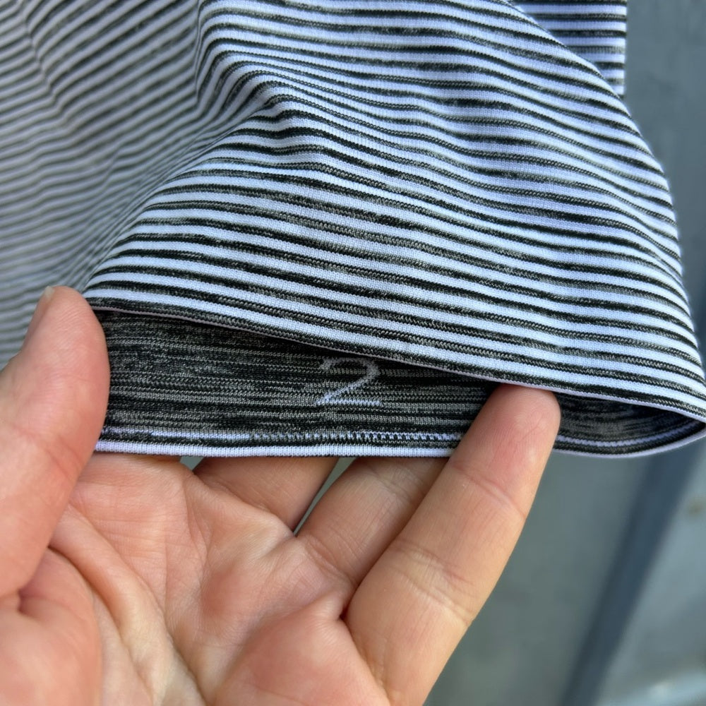 Lululemon swiftly black and white striped tank, size 2