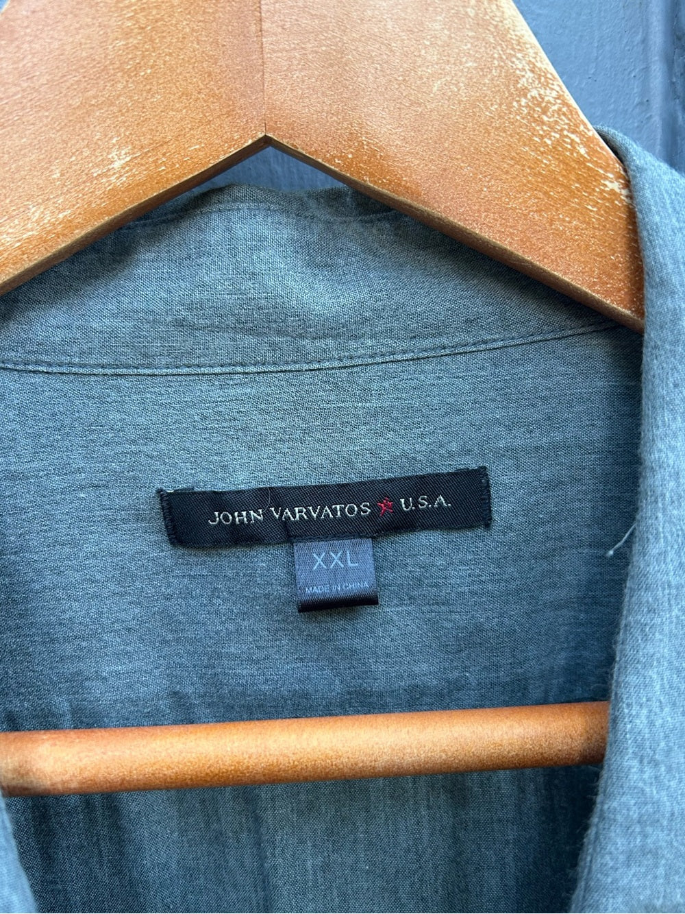John Varvatos Blue Double Zip Chest Pocket Button-Down Shirt, size XXL