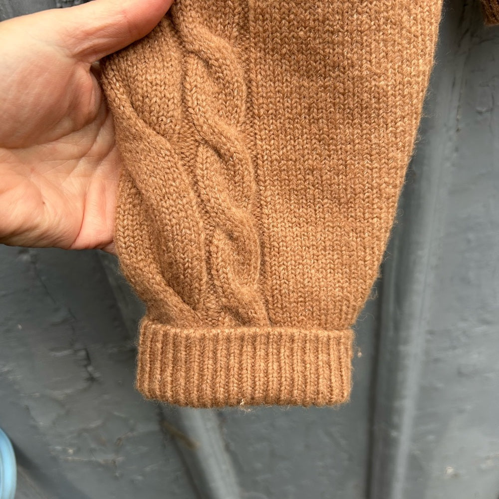 J Crew Caramel Alpaca Merino Button front Cardigan, Small