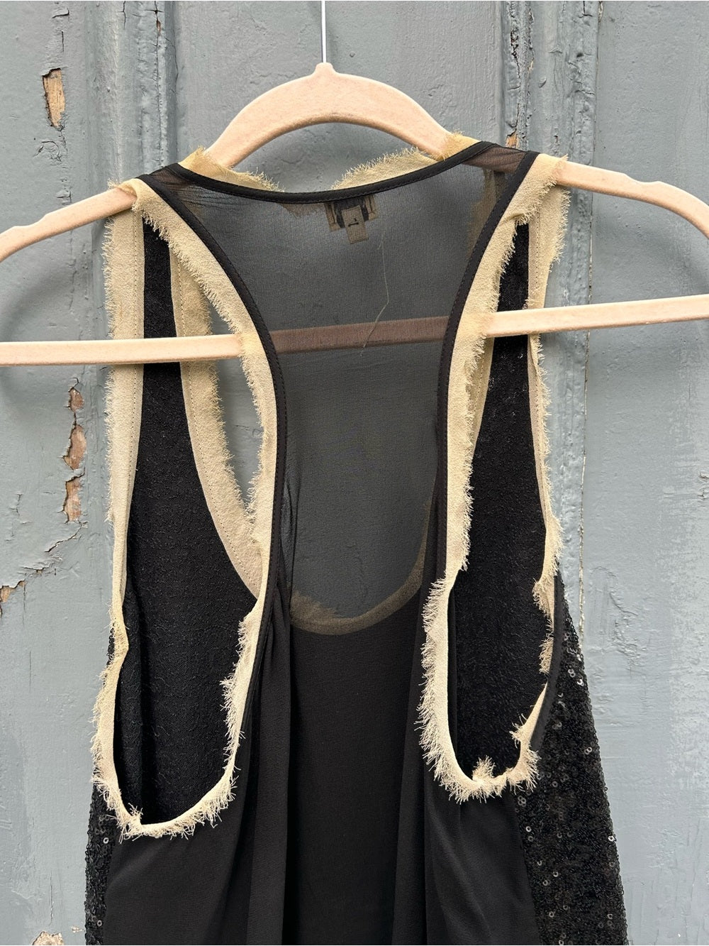 Wilfred Black Sequins Silk Racerback Tank Top - L