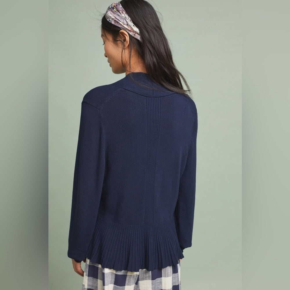 Anthropologie Navy Banlieue Peplum Cardigan, size XS