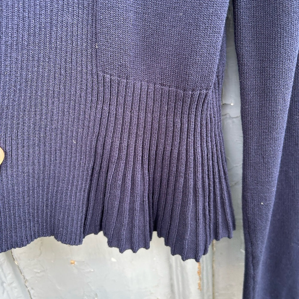 Anthropologie Navy Banlieue Peplum Cardigan, size XS