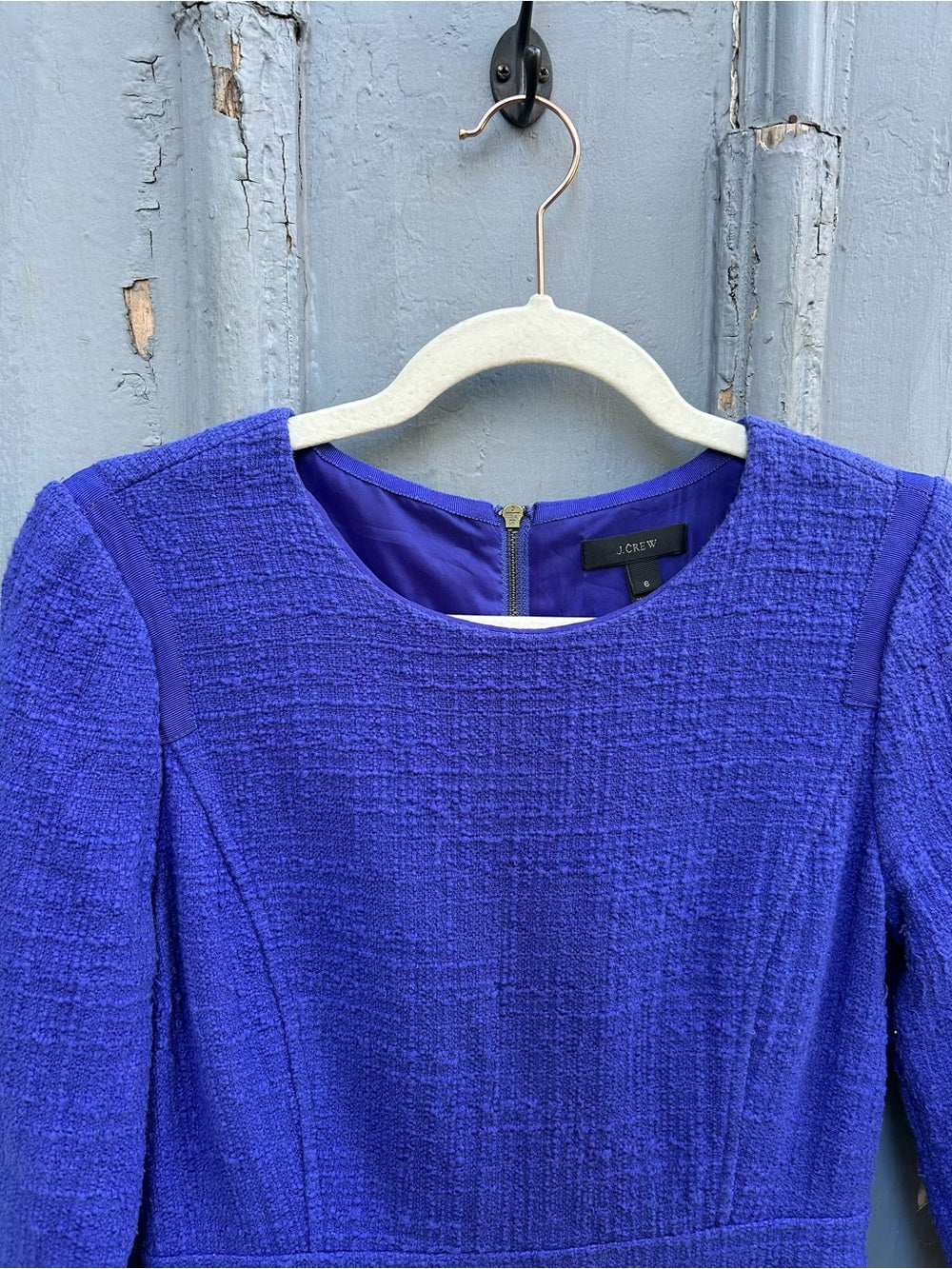 J Crew Periwinkle Tweed Shift Dress, size 6