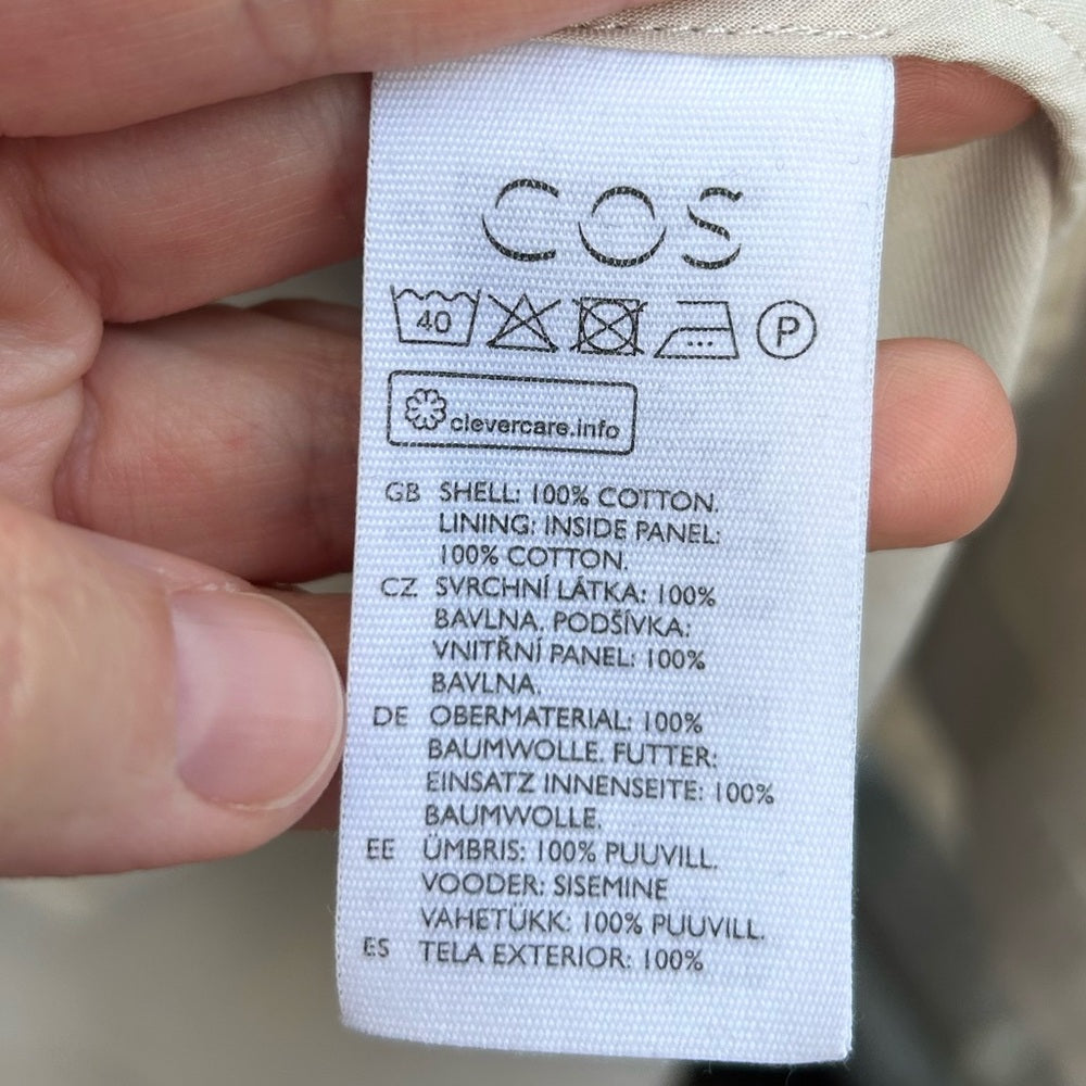 COS Organic Cotton Collarless Coat, Small