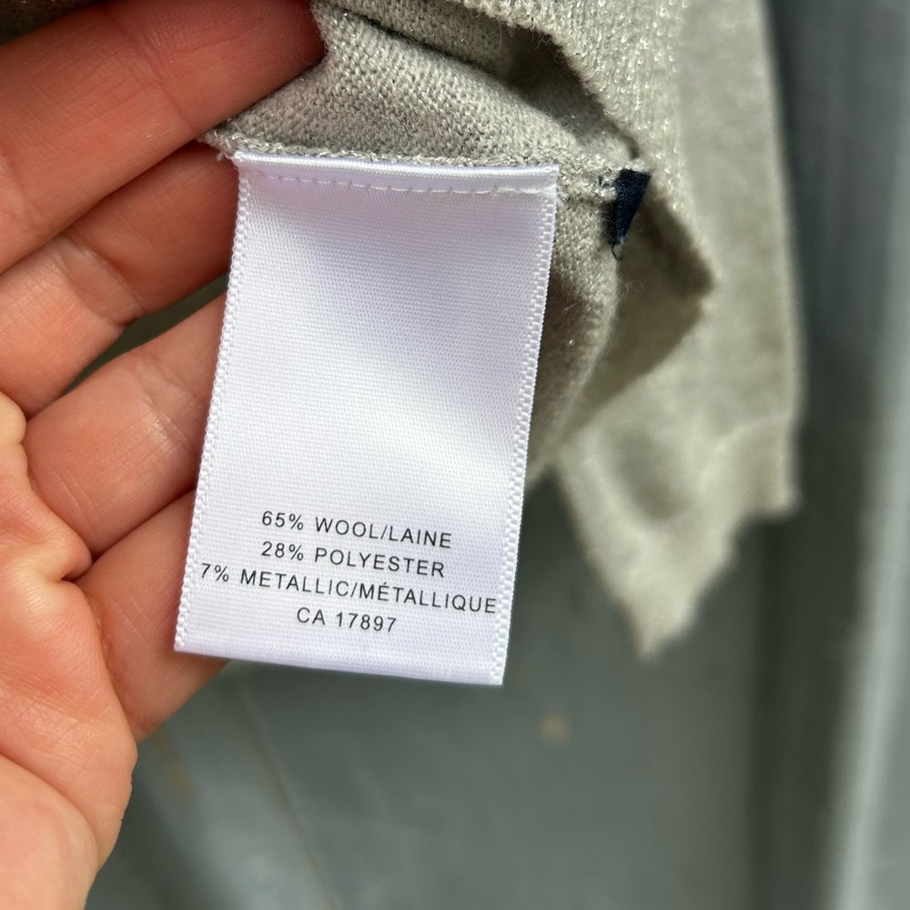 Banana Republic silver metallic merino sweater, size M