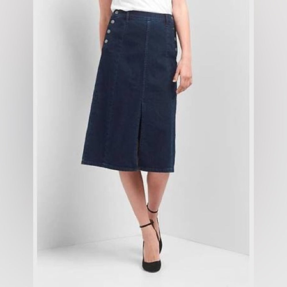 Gap Side Snap Midi Denim Skirt, size 27