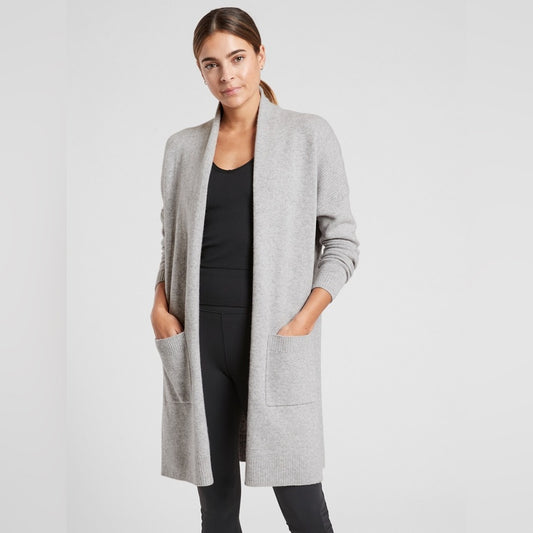 Athleta Spirit Wool Cashmere Grey Cardigan, size Small