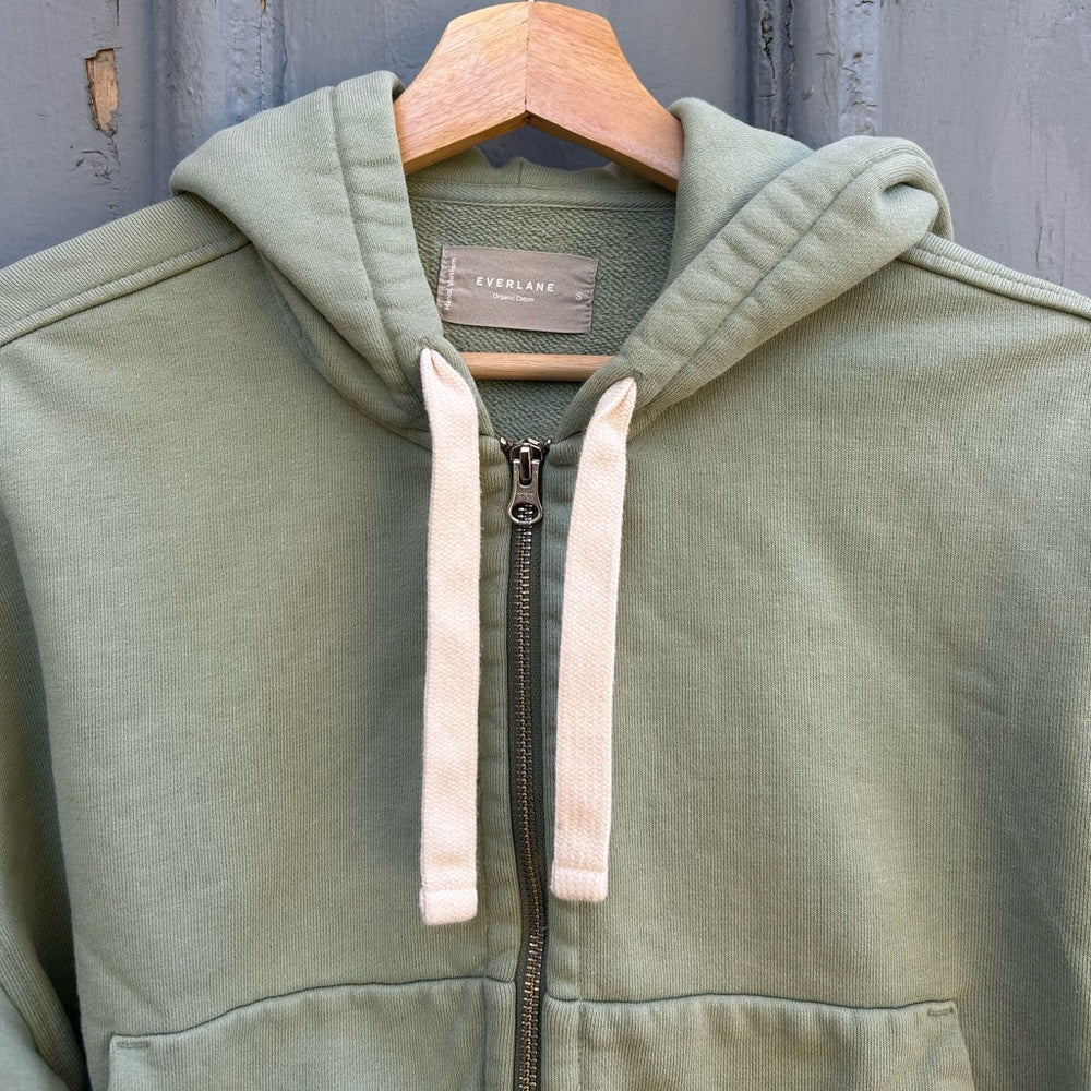 Everlane Seafoam Green The Track Zip Front Crop Hoody, size S