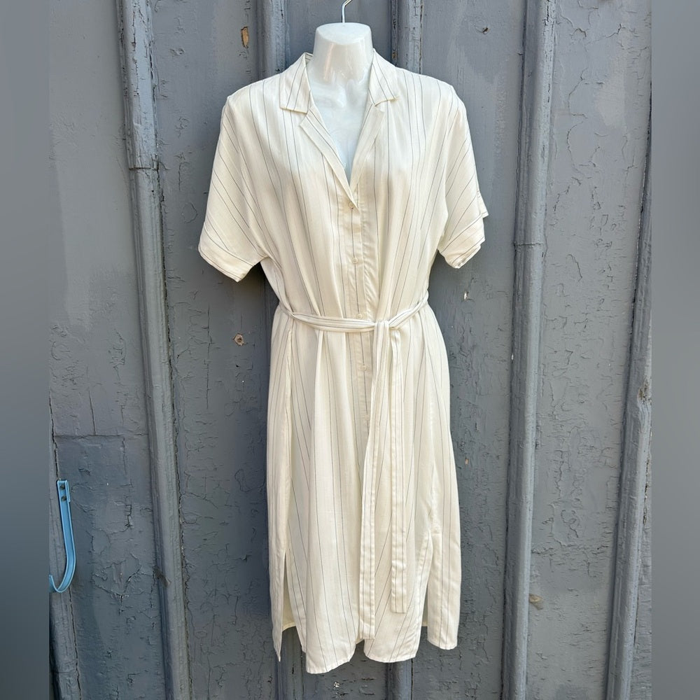 Gentle Fawn belted verticle stripe dress, size M