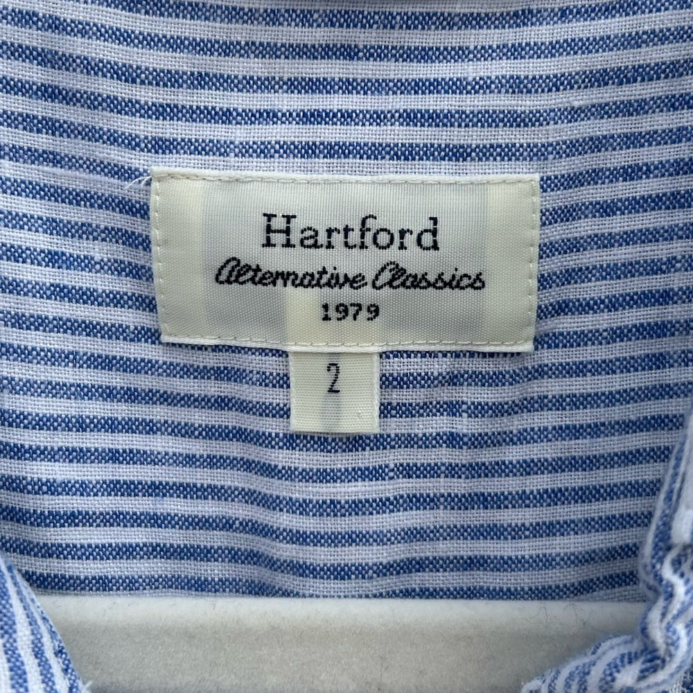 Hartford Alternative Classics Linen Striped Short Sleeve Casey Shirt,“2” (US 6)