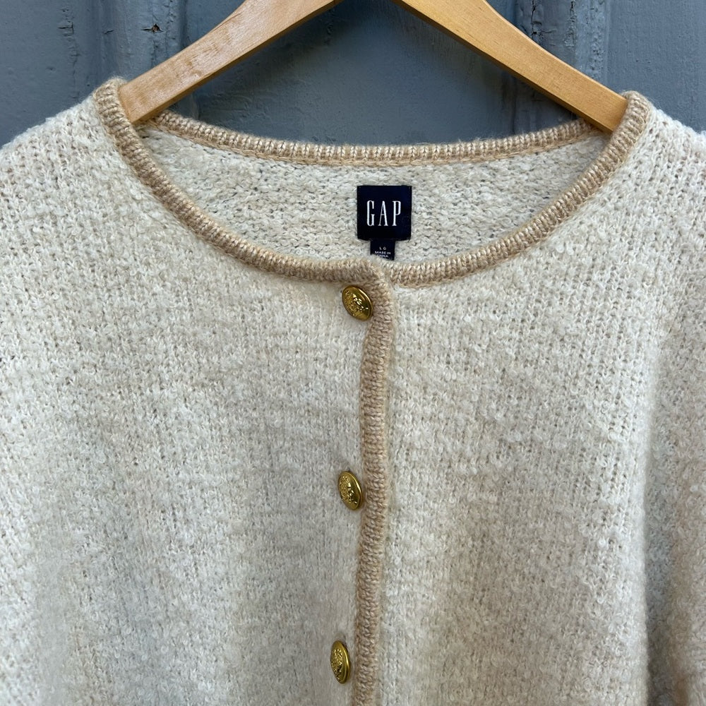 Gap Boucle Cropped Sweater Jacket, size Large