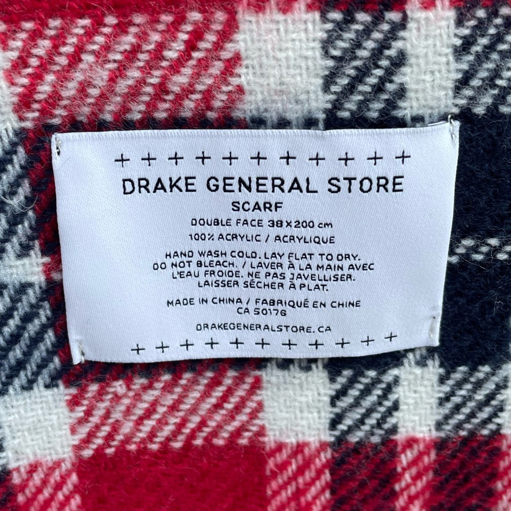 The Drake General Store Plaid/Herringbone Tassle Scarf, BNWT
