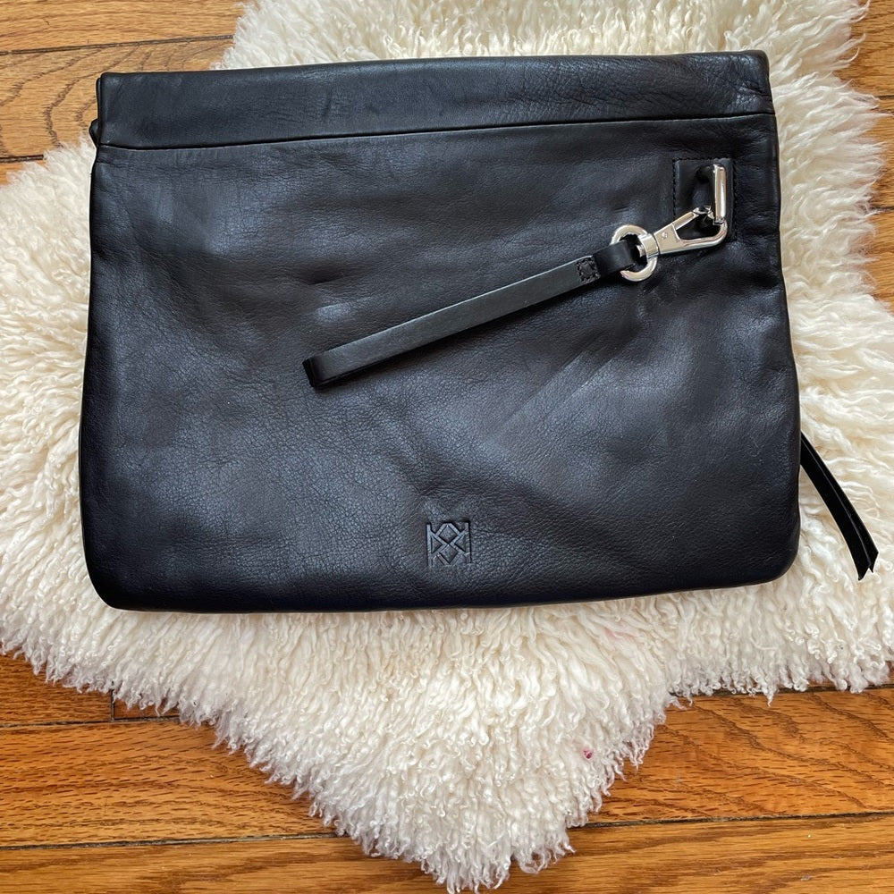 New Christopher Kon soft leather large clutch with straps