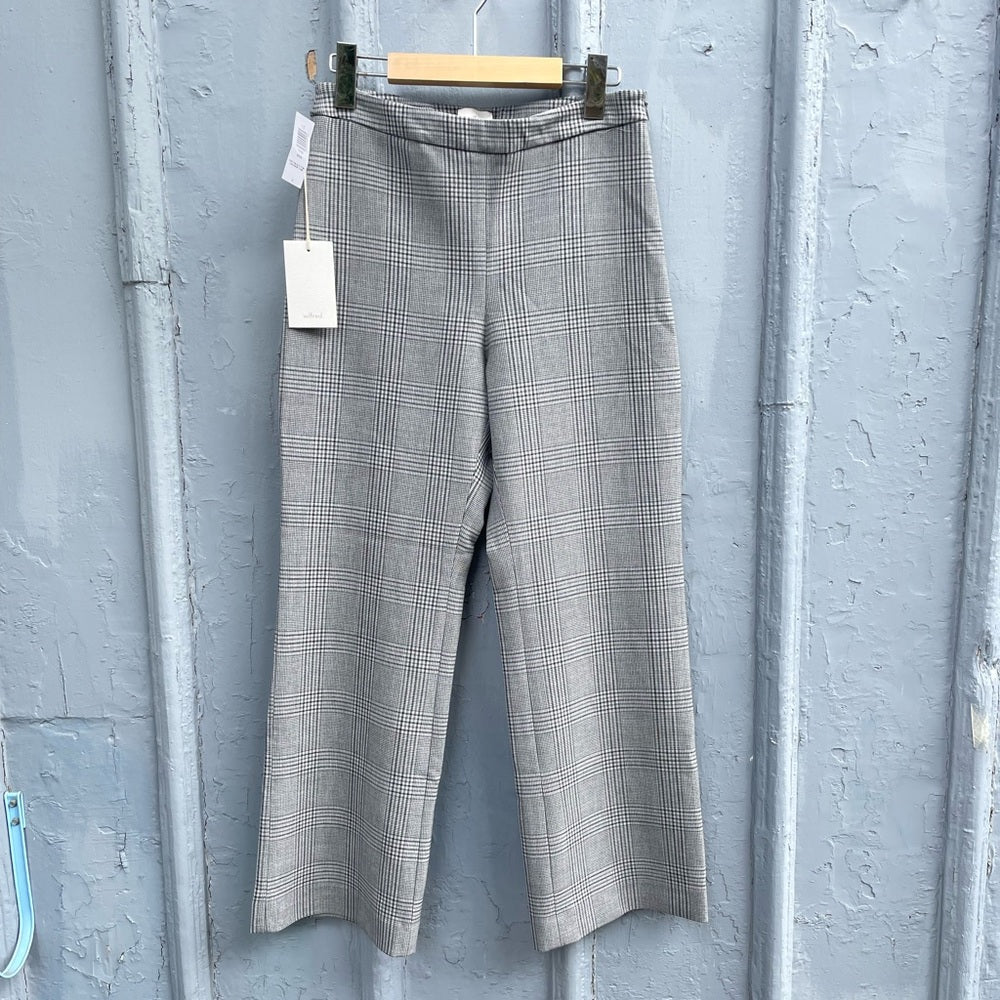 Wilfred Kick Flare Grey Houndstooth Pants, BNWT, size 6 (fits like 2/4)