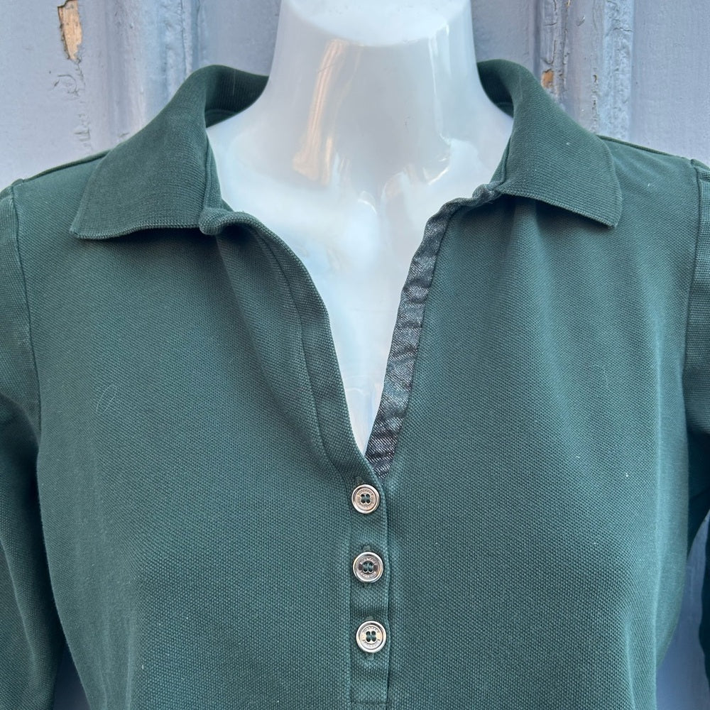 Burberry Green 3/4 Sleeve Polo, size M (fits small),