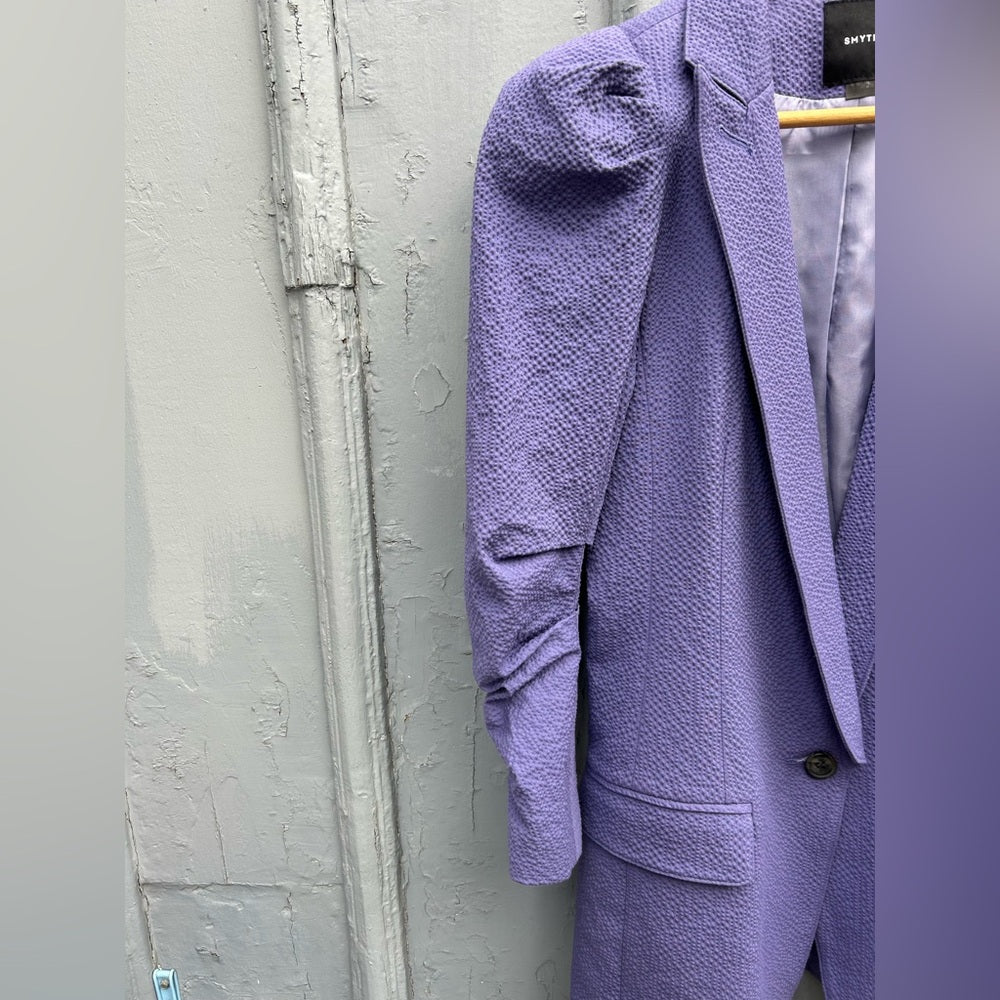 Smythe Texture Scrunch One-Button Blazer, size 2