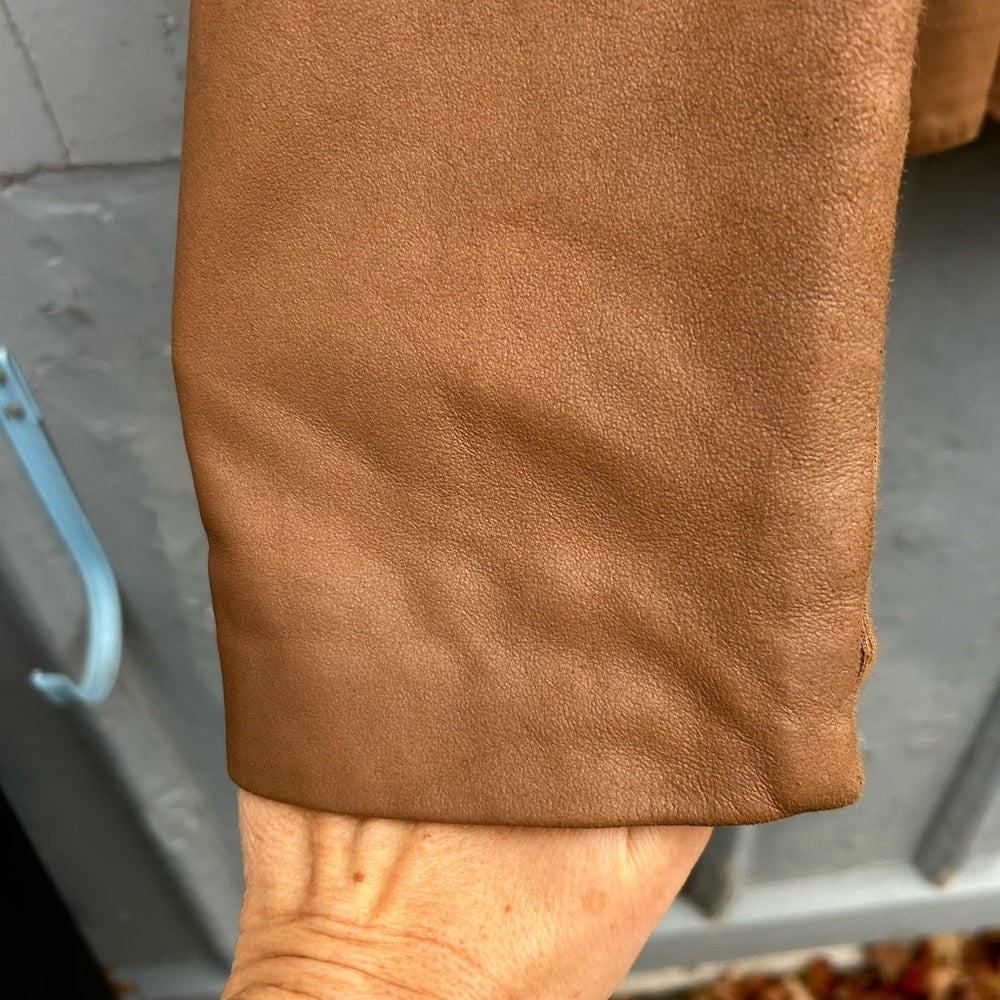 Elie Tahari Brown Andreas Lamb Leather Moto Jacket, size XL