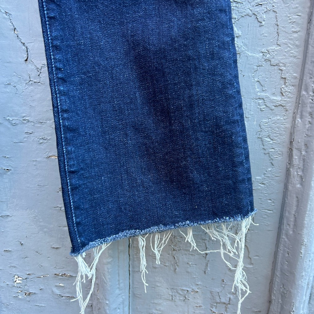 Mother The Hustler Ankle Fray Jeans, size 30