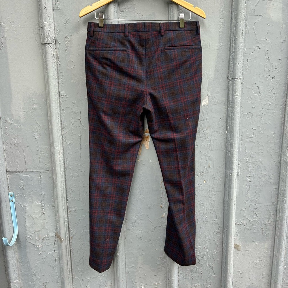 Sand Copenhagen plaid wool blend pants, size 46 (US 6/8)
