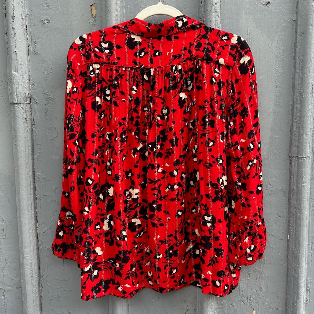Ba&sh Eddy Rouge floral blouse, size M