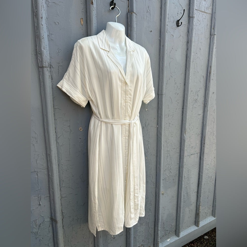 Gentle Fawn belted verticle stripe dress, size M