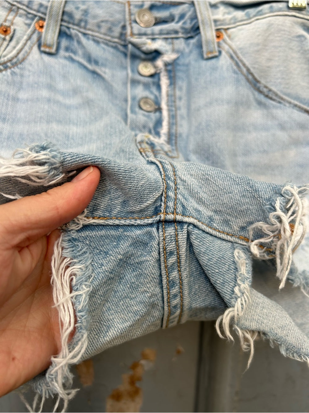 Levi’s 501 North Beach Noise Denim Jean Shorts, Size 27