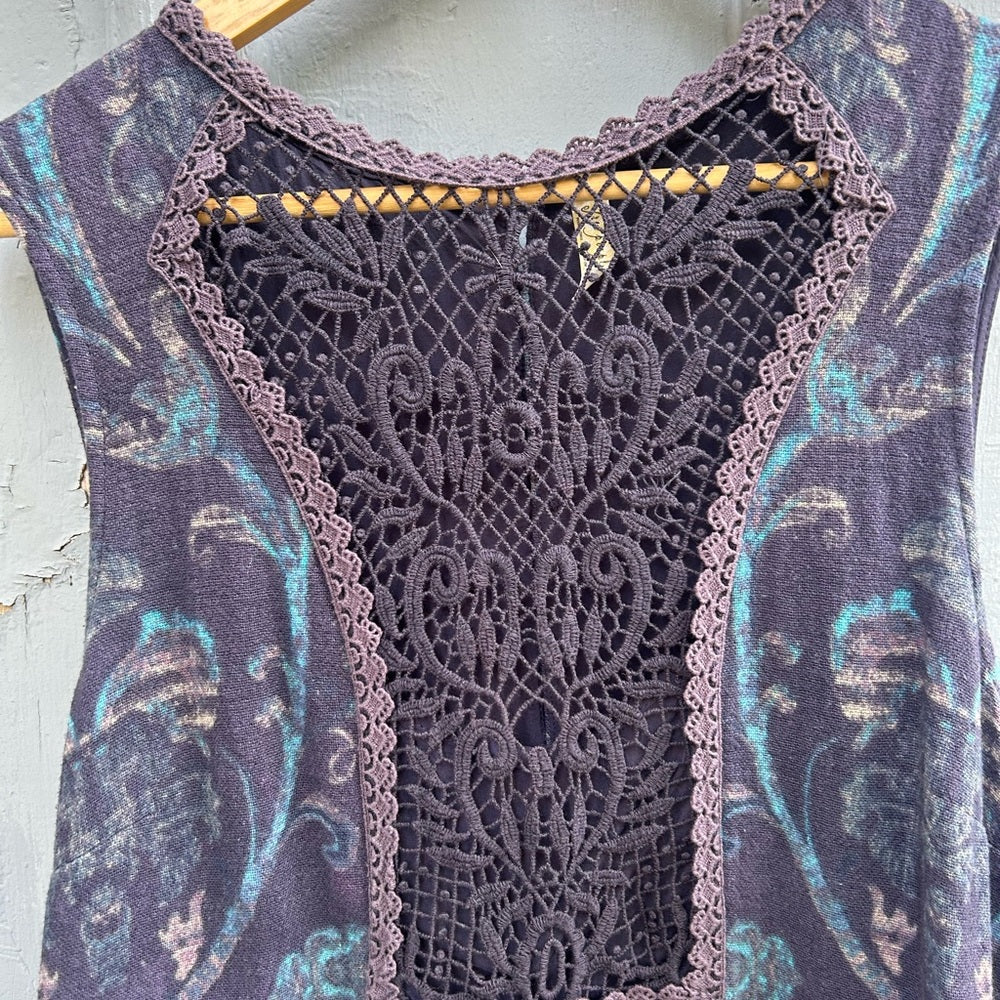 Free People Cotton Sleeveless dress with lace, size Large