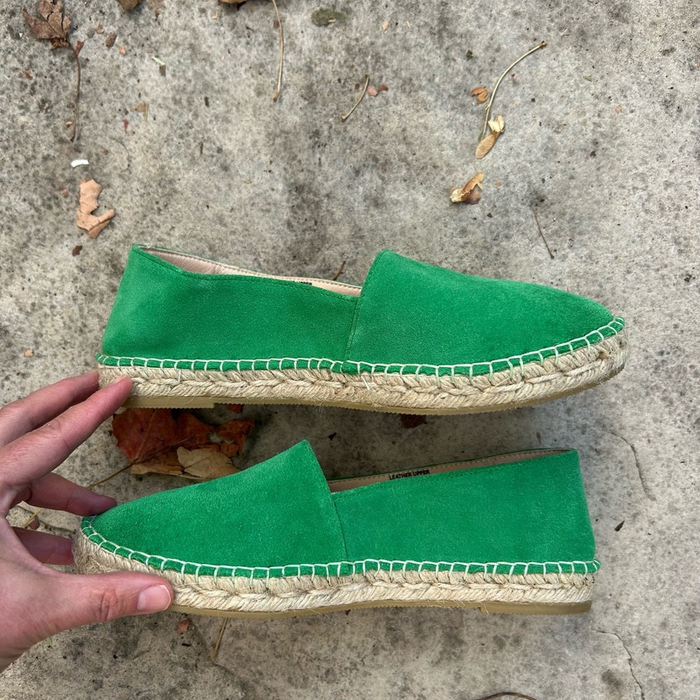 Macarena Suede Espadrille Flats, size 38 (7.5)