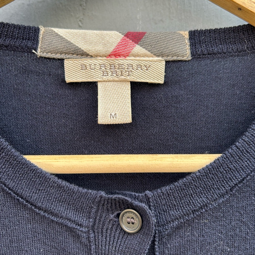 Burberry Navy Cotton Cardigan, size M