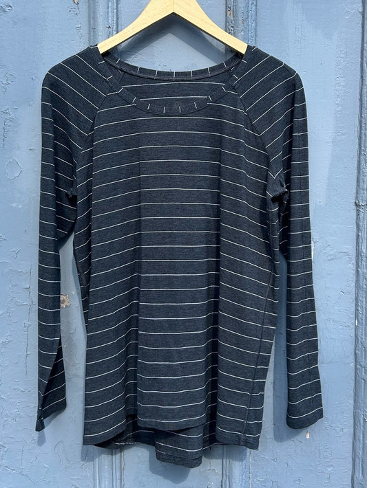 Lululemon Grey Striped Emerald Long Sleeve, size approx 6