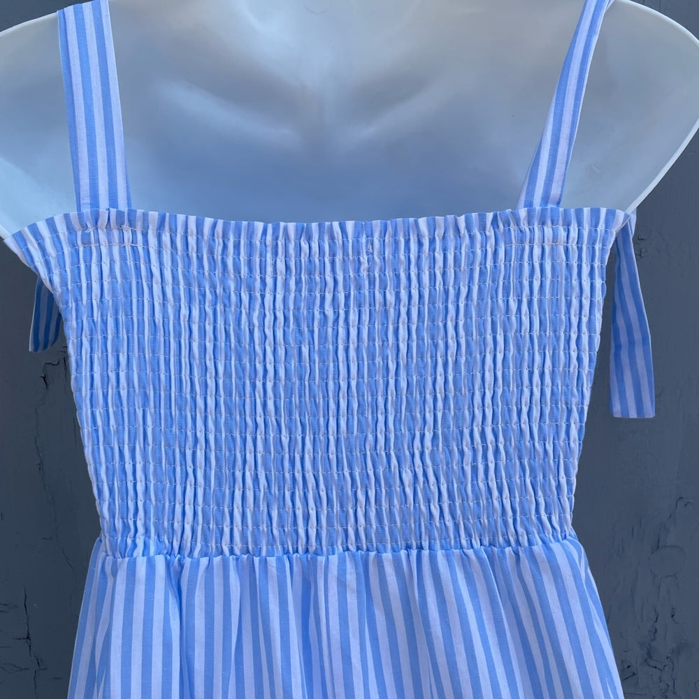 Caitlin M Covington x Pink Lily Santorini Striped Blue/White Maxi Dress, Small