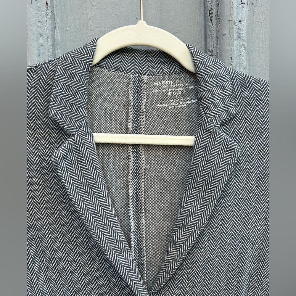 Majestic Filatures Cotton, cashmere Silk Knit Herringbone blazer, size 1 (XS/S)