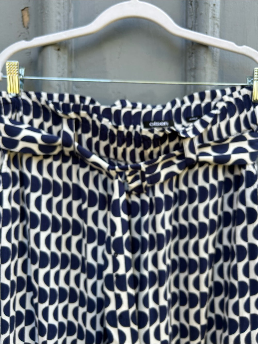 Olsen Blue & White Geometric Anna Pant, Size 16