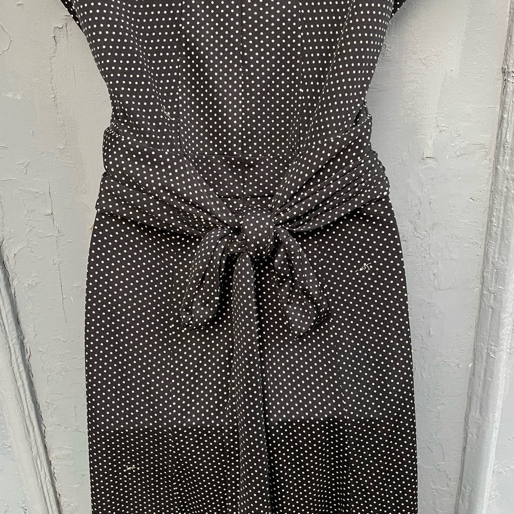 Issa London Wrap Front Silk Jersey Polka Dot Dress, size 8