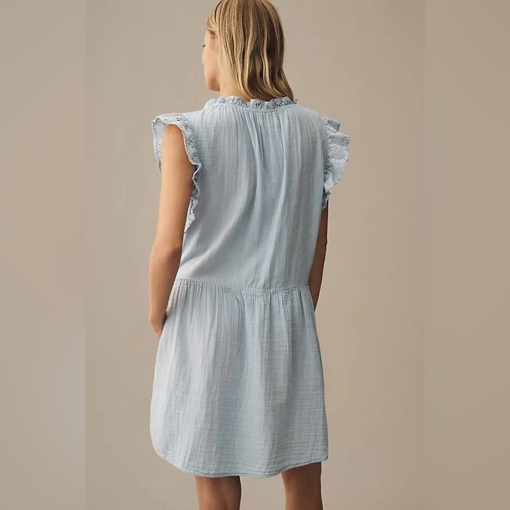 Velvet by Graham & Spencer Grace Flutter-Sleeve V-Neck Mini Dress, size Large