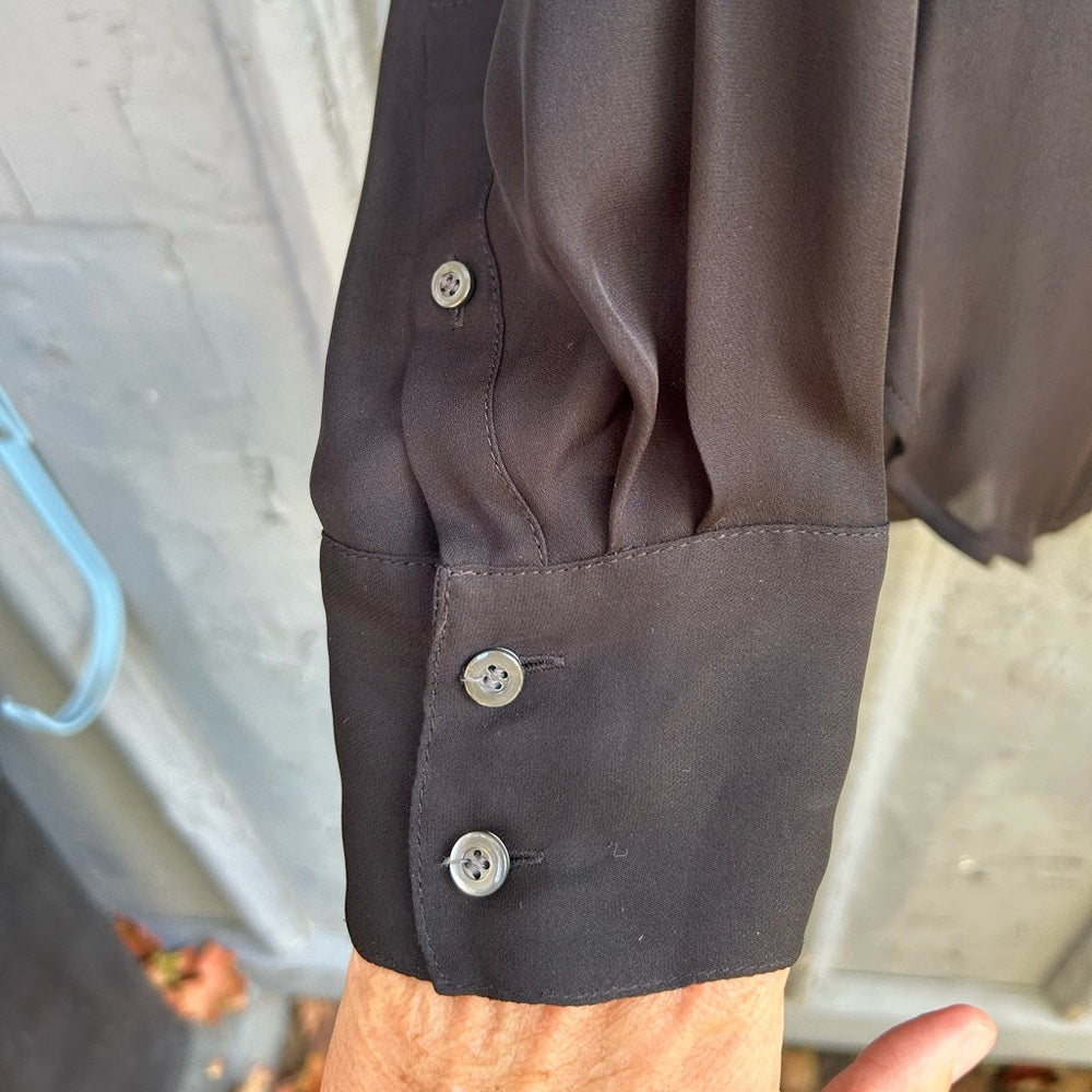 J Crew Black Robin Silk Blouse, Size 8