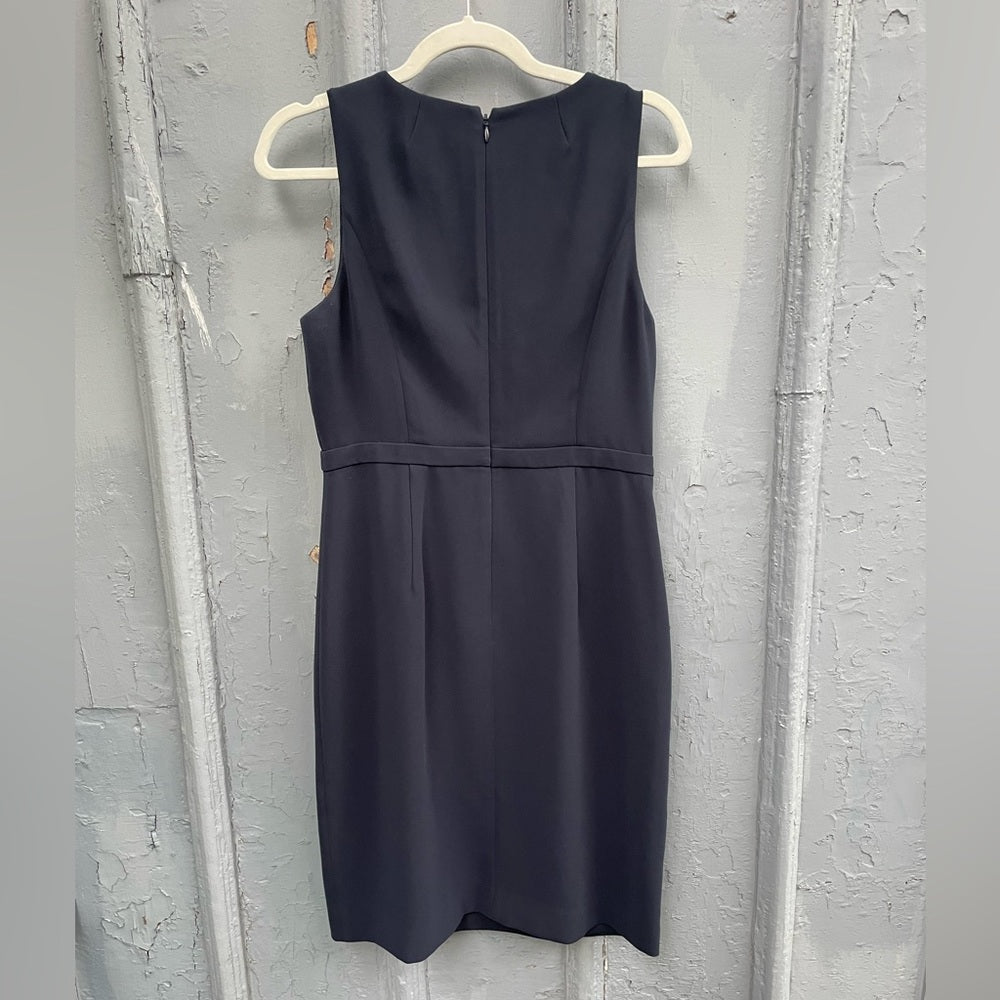 J Crew Navy Scalloped Faux-Wrap Dress, size 6