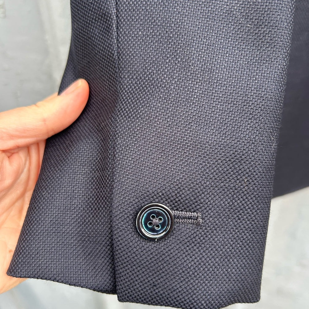 Massimo Dutti Navy Wool Crepe Blazer, size 6