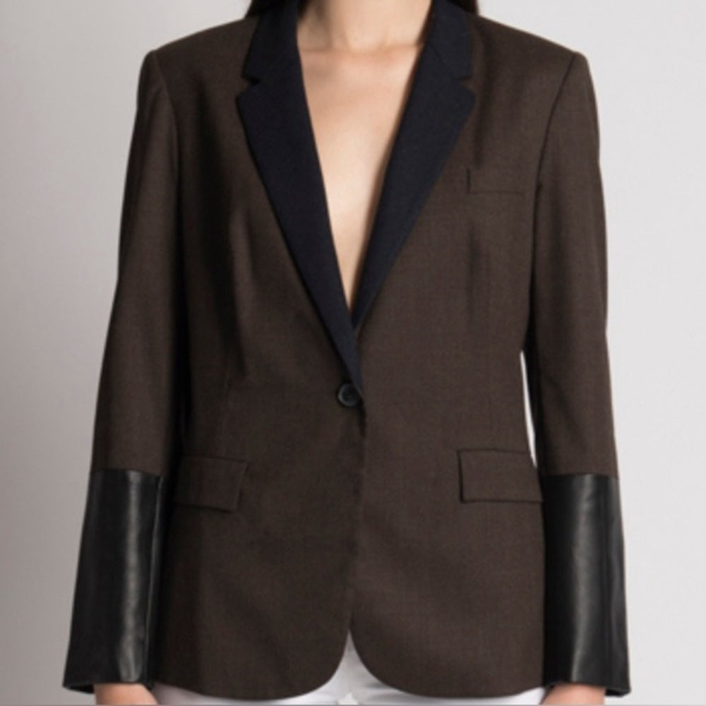 Judith & Charles Leather Wool Blazer, size 14