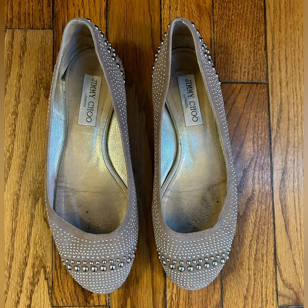 Jimmy Choo Suede Studded Ballet flats, size 37.5