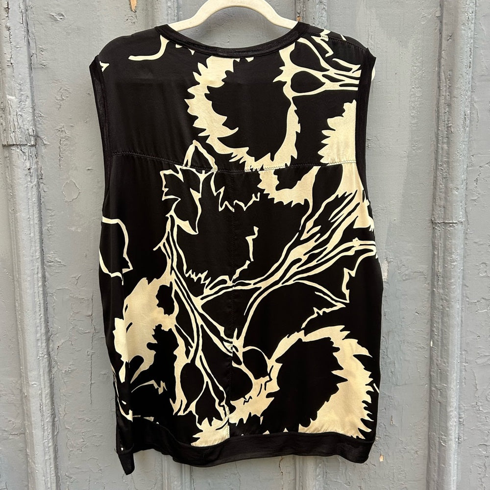 rag & bone x Liberty silk black and white floral sleeveless, size XL