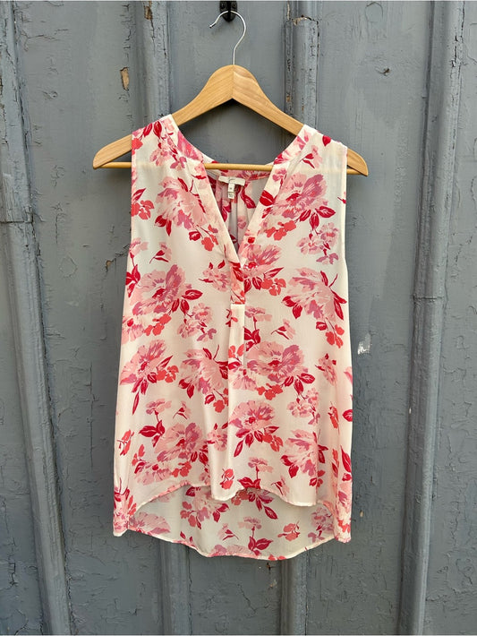 Joie Pink Floral Aruba Silk Tank, size M